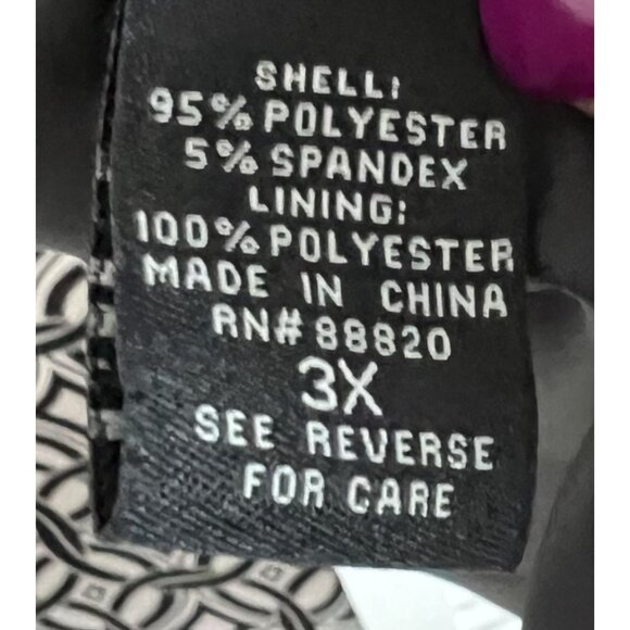 Silk Land Womens 3X Black White Geometric Print Jacket Front Hook Eye Closure - Picture 6 of 8